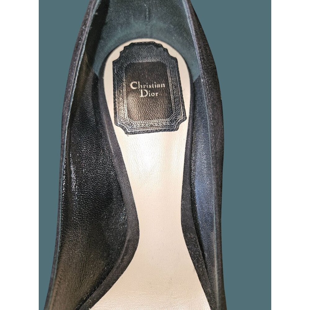 Christian Dior Essence Black Suede Pointy Toe Curved Heel Pumps Women Size 36 - Picture 9 of 16